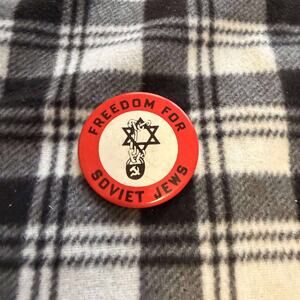 Vintage Freedom for Soviet Jews Protest Pin Button Star of David 1970's